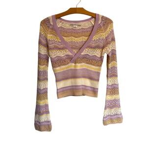 Urban Outfitters Kimchi Blue Rosario Pointelle Sweater Babydoll Long Sleeve Top